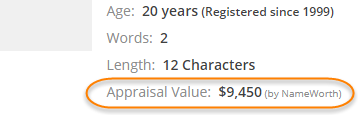 NameWorth Estimate